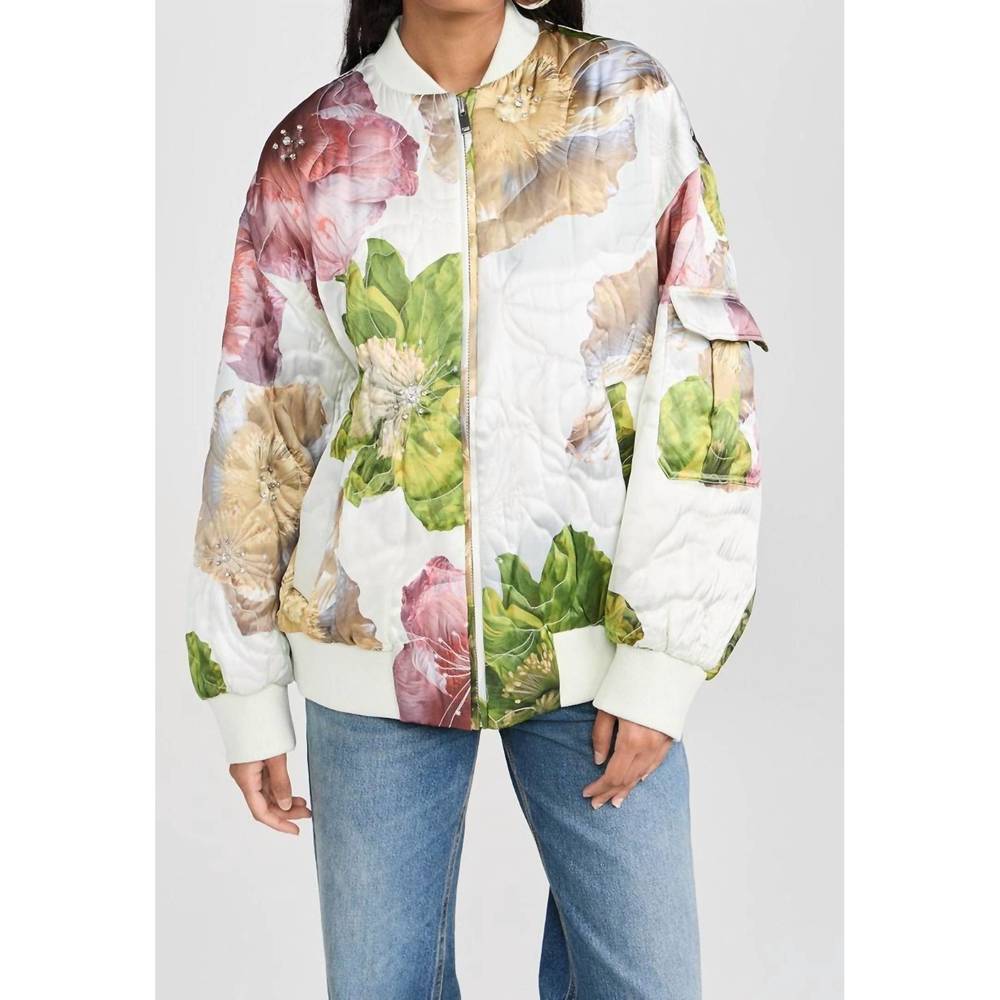 NEW STINE GOYA norea bomber jacket in poppies bloom